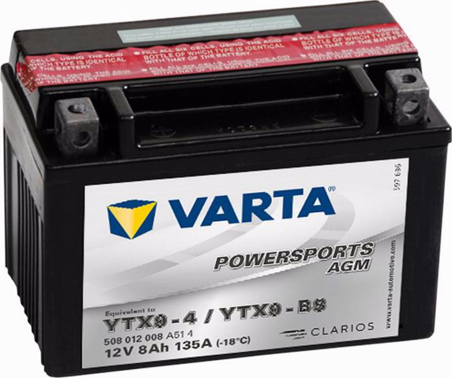 Varta 508012008 - Стартерная аккумуляторная батарея, АКБ autospares.lv