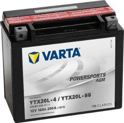 Varta 518901026A514 - Стартерная аккумуляторная батарея, АКБ autospares.lv