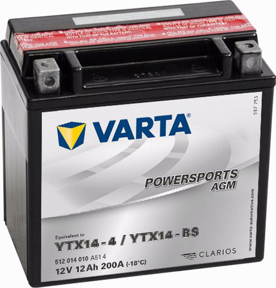 Varta 512014010 - Стартерная аккумуляторная батарея, АКБ autospares.lv