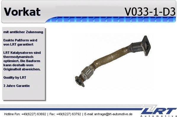 VEGAZ VK-850 - Комплект дооснащения, предварительный катализатор autospares.lv