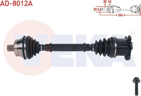 Veka AD-8012A - Приводной вал autospares.lv