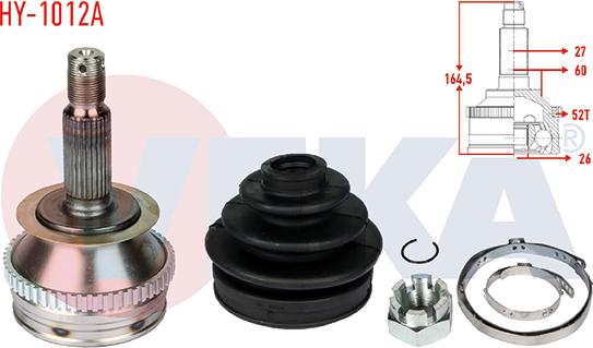 Veka HY-1012A - Шарнирный комплект, ШРУС, приводной вал autospares.lv