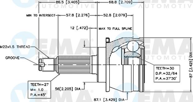 VEMA 18449 - Шарнирный комплект, ШРУС, приводной вал autospares.lv