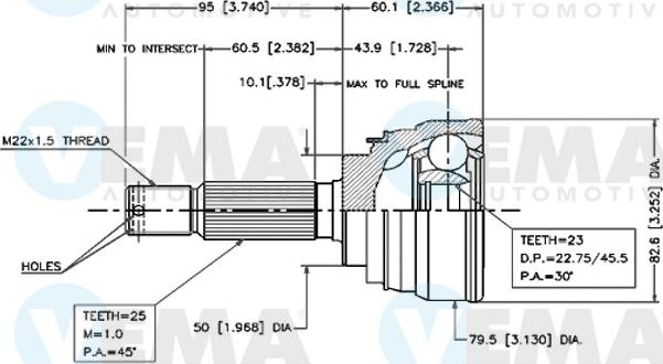 VEMA 18440 - Шарнирный комплект, ШРУС, приводной вал autospares.lv