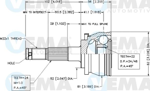 VEMA 18448 - Шарнирный комплект, ШРУС, приводной вал autospares.lv