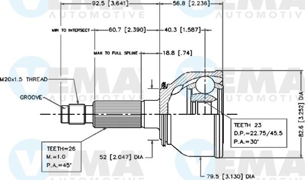 VEMA 18447 - Шарнирный комплект, ШРУС, приводной вал autospares.lv