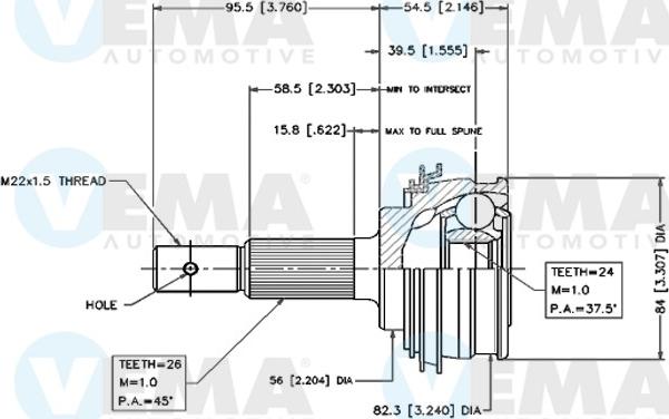 VEMA 18425 - Шарнирный комплект, ШРУС, приводной вал autospares.lv