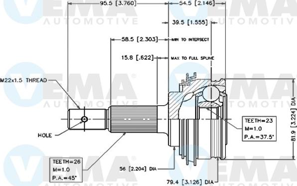 VEMA 18427 - Шарнирный комплект, ШРУС, приводной вал autospares.lv