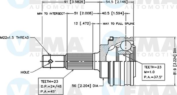 VEMA 18531 - Шарнирный комплект, ШРУС, приводной вал autospares.lv