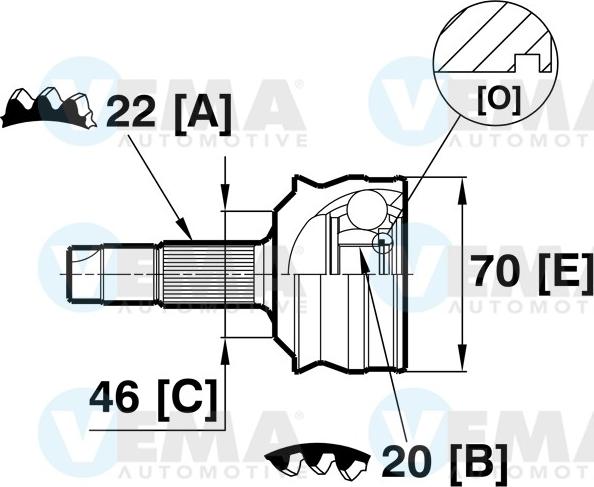 VEMA 18891 - Шарнирный комплект, ШРУС, приводной вал autospares.lv