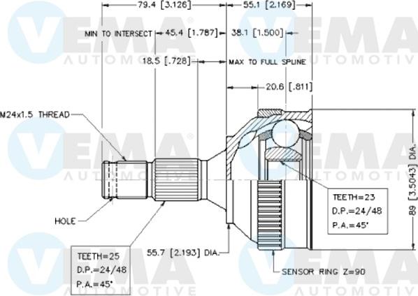 VEMA 18248 - Шарнирный комплект, ШРУС, приводной вал autospares.lv