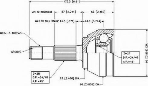 VEMA 18203 - Шарнирный комплект, ШРУС, приводной вал autospares.lv