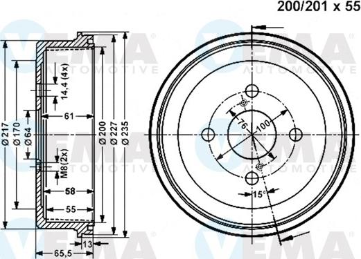 VEMA 801075 - Тормозной барабан autospares.lv