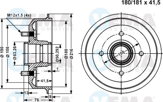 VEMA 801151 - Тормозной барабан autospares.lv