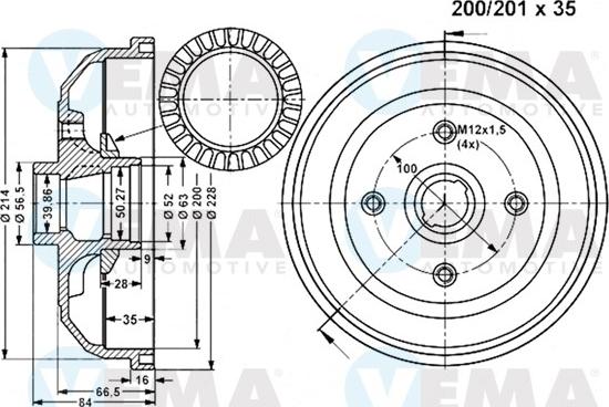 VEMA 801169 - Тормозной барабан autospares.lv