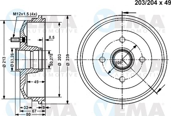 VEMA 801166 - Тормозной барабан autospares.lv