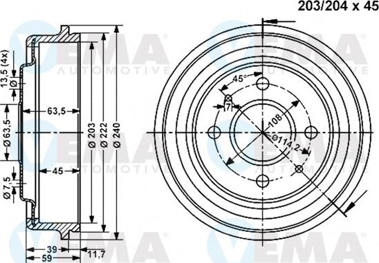 VEMA 801167 - Тормозной барабан autospares.lv