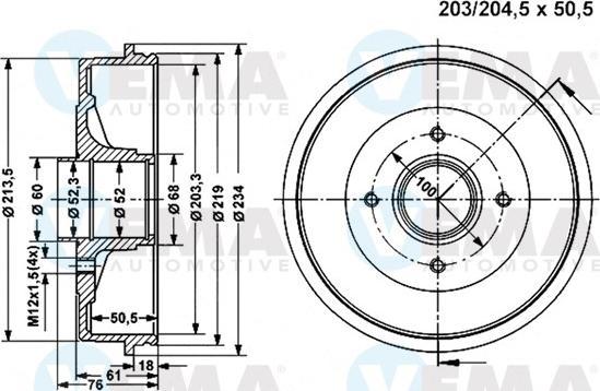 VEMA 801312 - Тормозной барабан autospares.lv