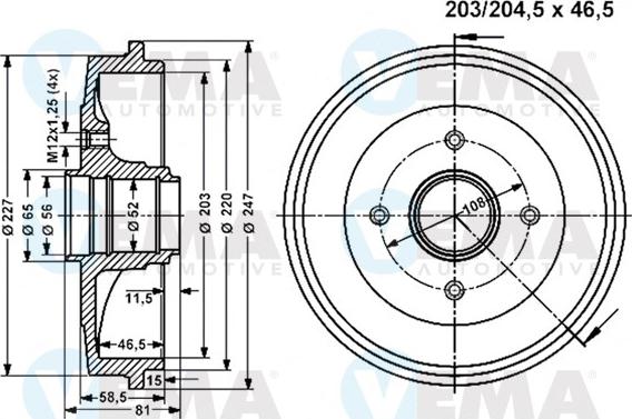 VEMA 801336 - Тормозной барабан autospares.lv