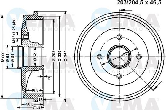 VEMA 801337 - Тормозной барабан autospares.lv