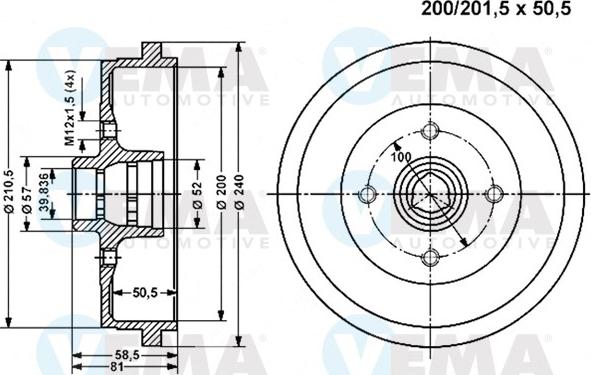 VEMA 801321 - Тормозной барабан autospares.lv