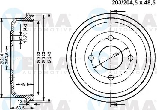 VEMA 801269 - Тормозной барабан autospares.lv