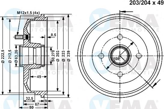 VEMA 801268 - Тормозной барабан autospares.lv