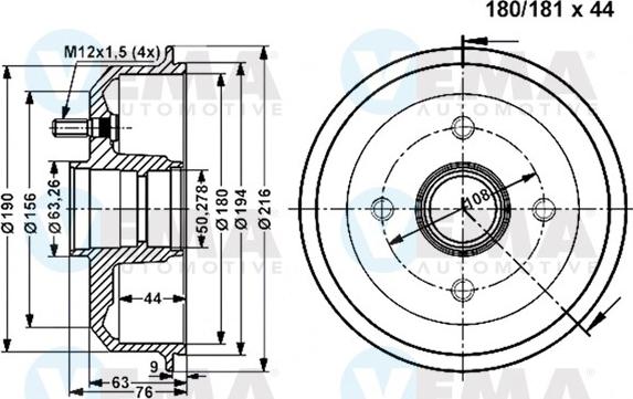 VEMA 801267 - Тормозной барабан autospares.lv