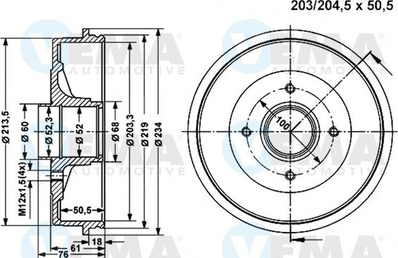 VEMA 801218 - Тормозной барабан autospares.lv