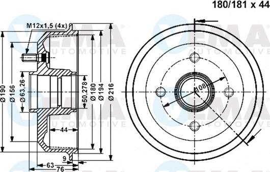 VEMA 801270 - Тормозной барабан autospares.lv