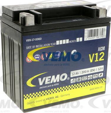 Vemo V99-17-0060 - Стартерная аккумуляторная батарея, АКБ autospares.lv