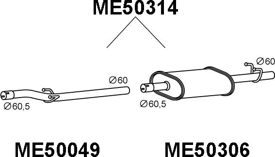 Veneporte ME50314 - Средний глушитель выхлопных газов autospares.lv