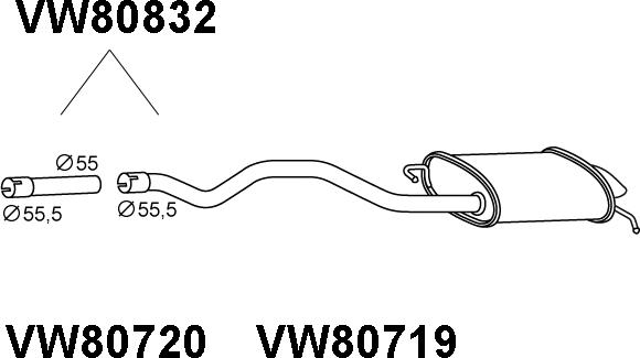 Veneporte VW80832 - Глушитель выхлопных газов, конечный autospares.lv