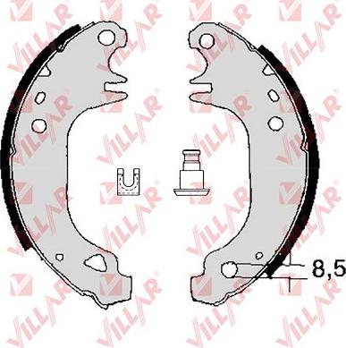 Villar 629.0349 - Комплект тормозных колодок, барабанные autospares.lv