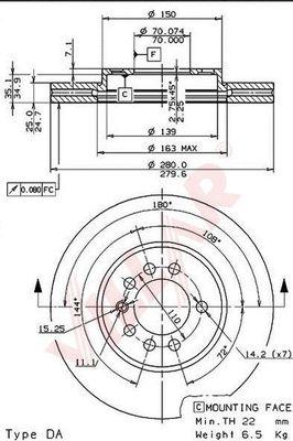 Villar 628.0487 - Тормозной диск autospares.lv