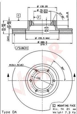 Villar 628.0560 - Тормозной диск autospares.lv