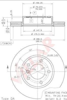 Villar 628.0197 - Тормозной диск autospares.lv