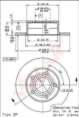 Villar 628.0153 - Тормозной диск autospares.lv