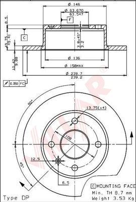 Villar 628.0306 - Тормозной диск autospares.lv