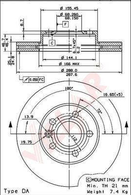 Villar 628.0303 - Тормозной диск autospares.lv