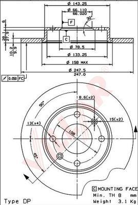 Villar 628.0254 - Тормозной диск autospares.lv