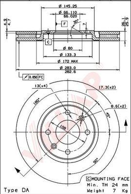 Villar 628.0275 - Тормозной диск autospares.lv