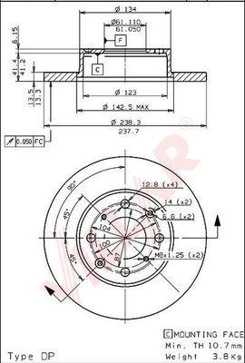 Villar 628.1445 - Тормозной диск autospares.lv