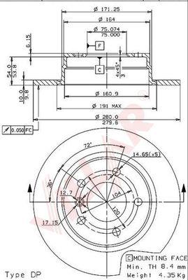 Villar 628.1454 - Тормозной диск autospares.lv