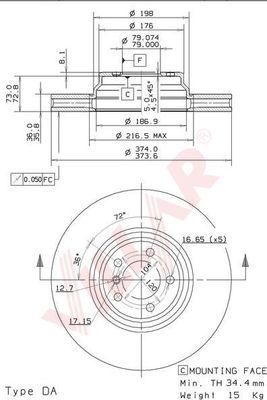 Villar 628.1462 - Тормозной диск autospares.lv