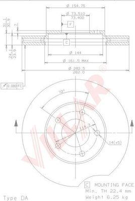 Villar 628.1405 - Тормозной диск autospares.lv