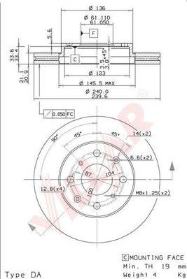 Villar 628.1482 - Тормозной диск autospares.lv