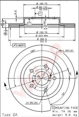 Villar 628.1594 - Тормозной диск autospares.lv