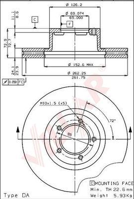 Villar 628.1549 - Тормозной диск autospares.lv