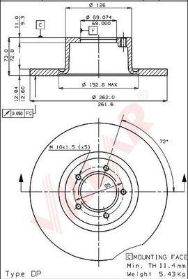 Villar 628.1550 - Тормозной диск autospares.lv